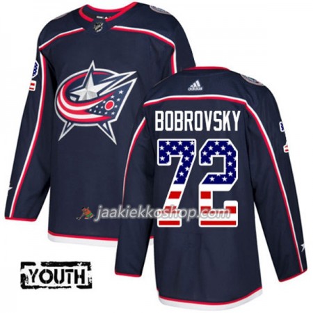Lapsille NHL Blue Jackets Pelipaita Sergei Bobrovsky 72 Adidas 2017-2018 Marine Sininen USA Flag Fashion Authentic